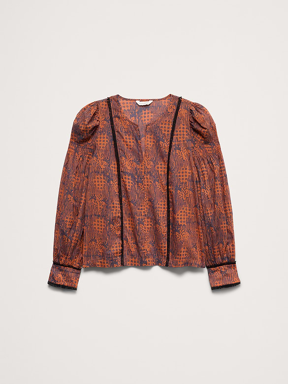 Lightweight Cotton Puff-Sleeve Top