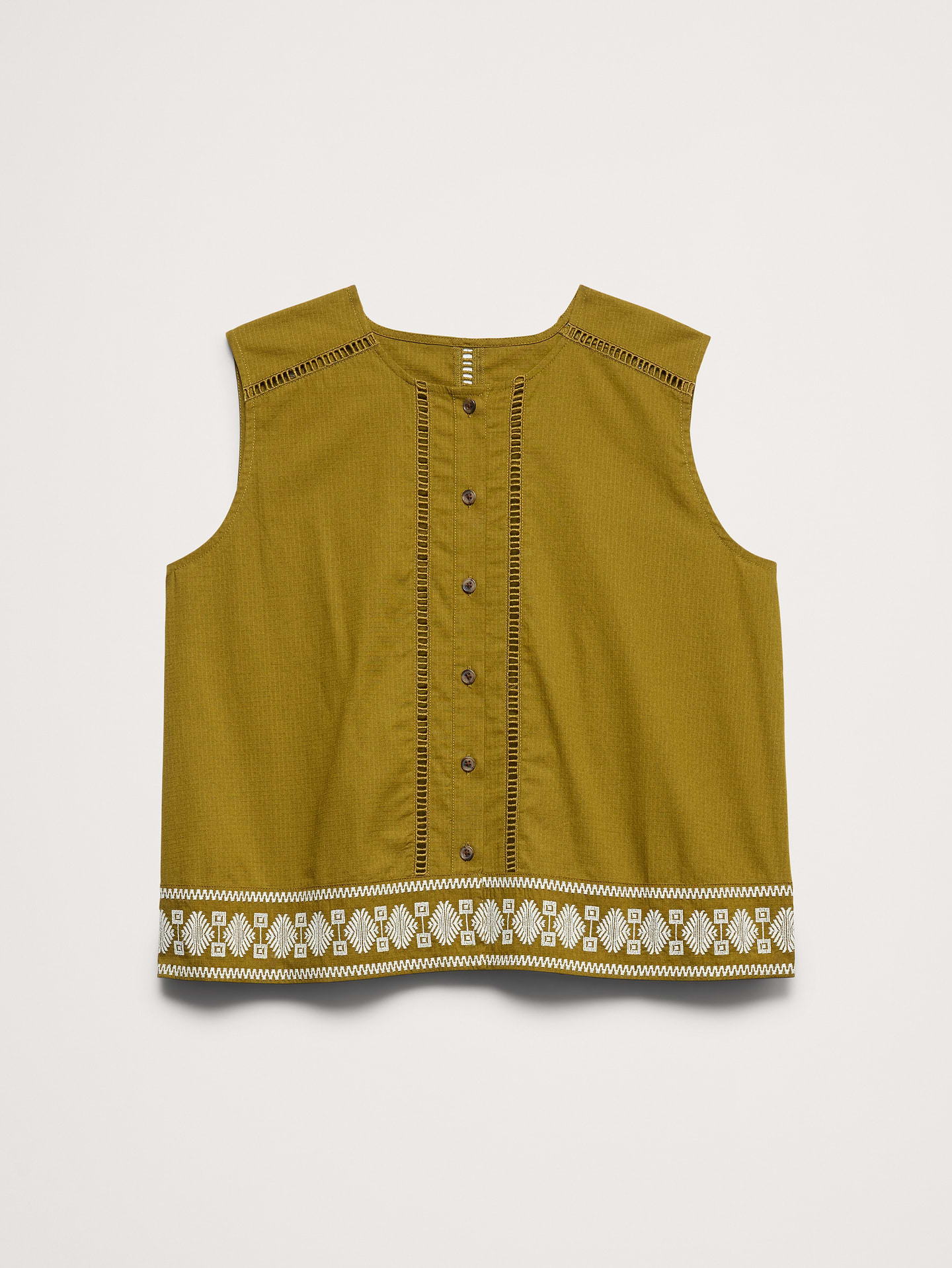 L'image numéro 4 présente Camisole en coton extensible brodé
