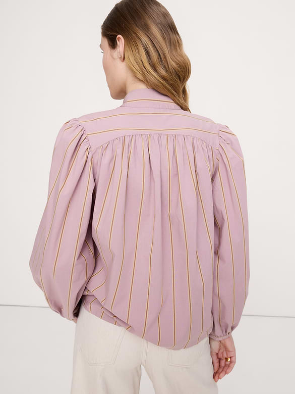 Breezy-Cotton Ruched-Shoulder Shirt