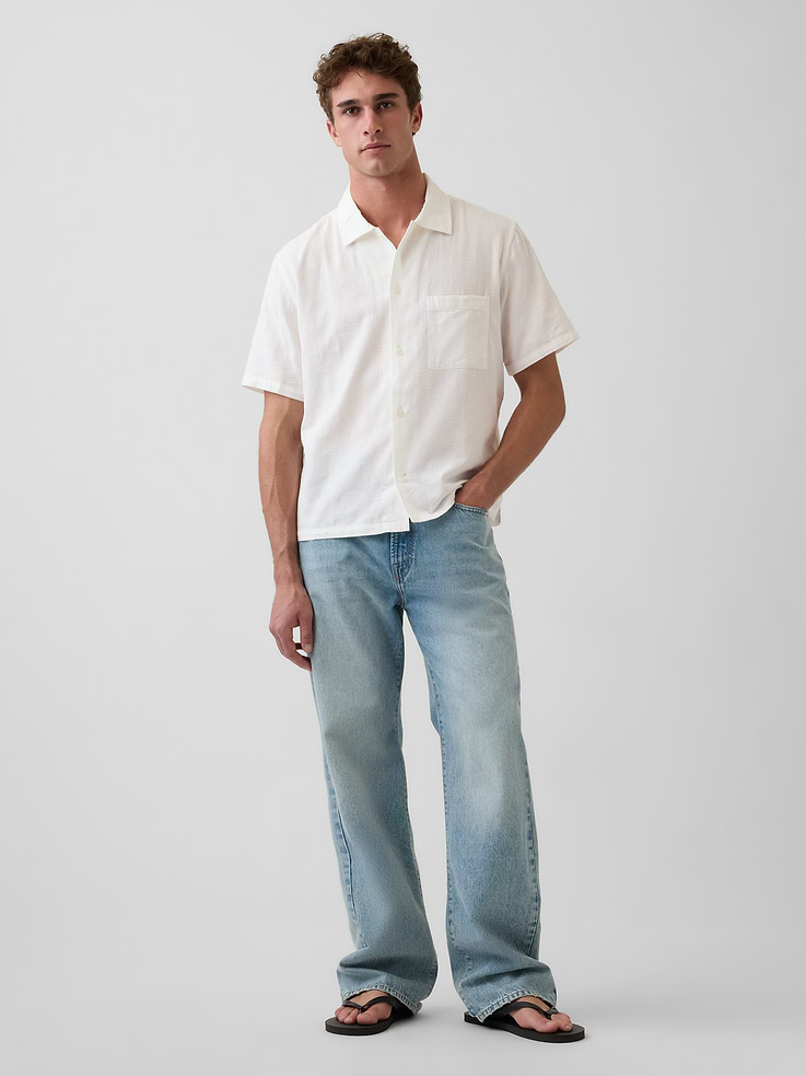 Image number 2 showing, Dobby Relaxed Straight-Hem Shirt
