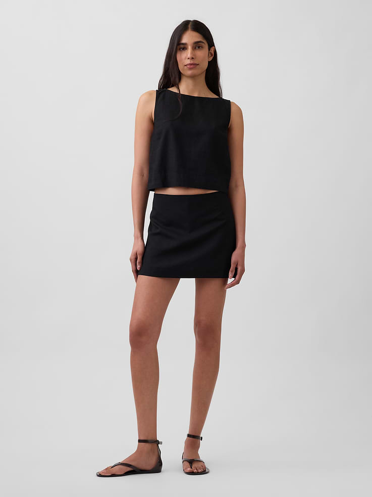 Image number 5 showing, Linen-Blend Crop Shell Tank Top