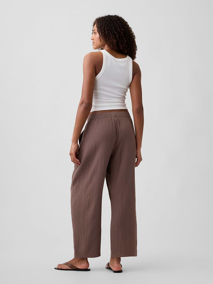 Image number 4 showing, Mid Rise Pull-On Barrel Gauze Pants