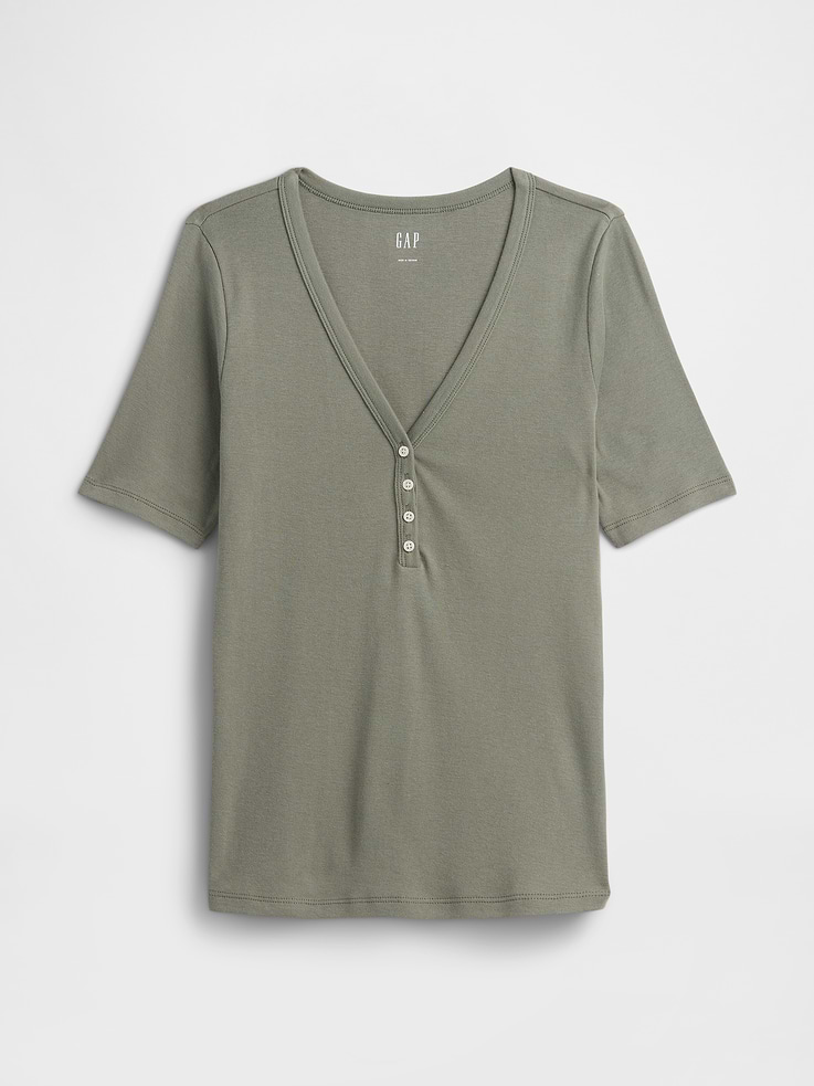 Image number 5 showing, Modern Ribbed V-Neck Henley Top