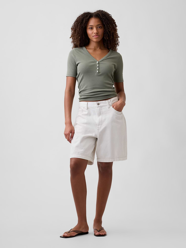 Image number 3 showing, Modern Ribbed V-Neck Henley Top