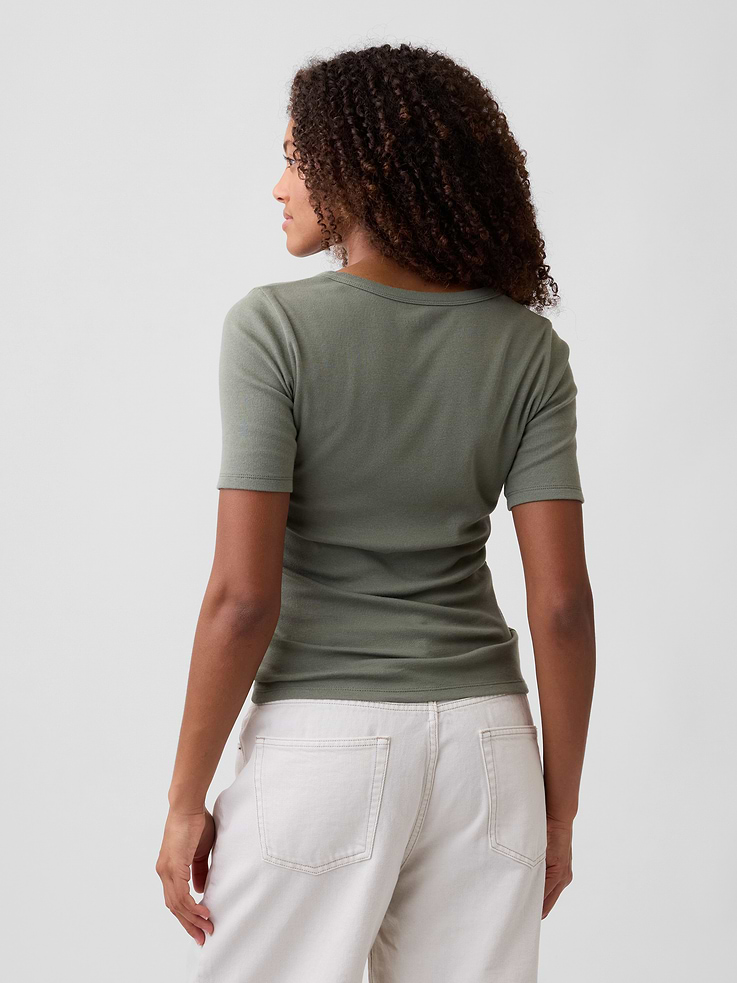Image number 2 showing, Modern Ribbed V-Neck Henley Top