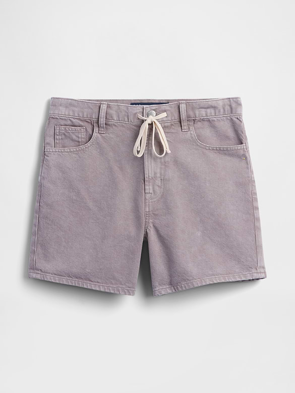 Drawstring Denim Midi Shorts