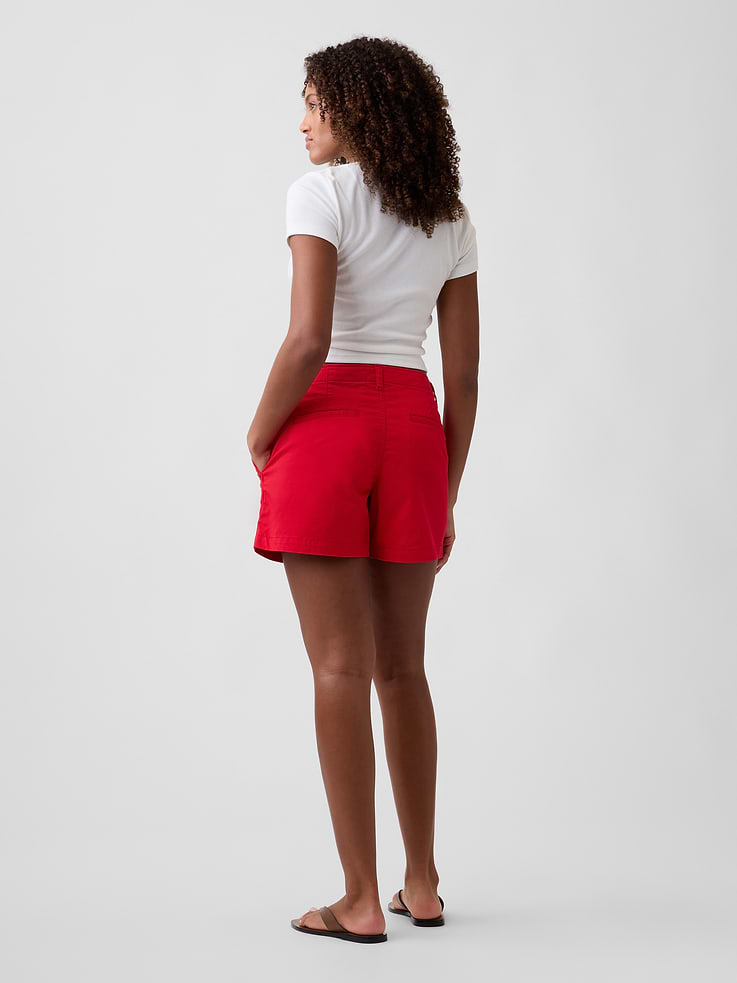 Image 4 of 7, 5" Mid Rise Downtown Khaki Shorts