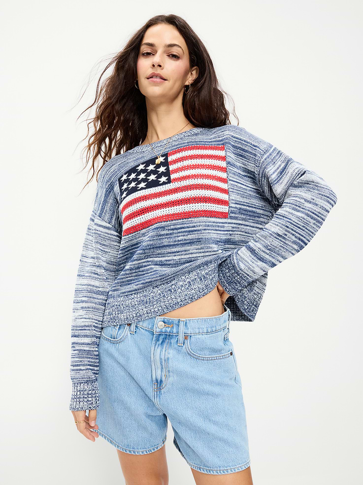 Image number 3 showing, Seaside Cotton Long-Sleeve Flag Sweater