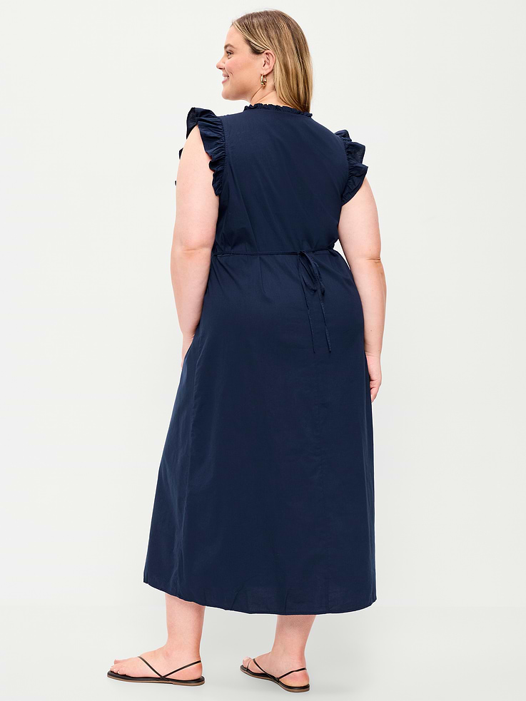 Image number 9 showing, Ruffle-Trim V-Neck Midi Dress