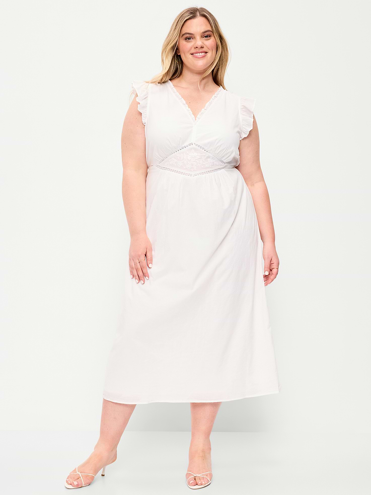 Image number 7 showing, V-Neck Flutter-Sleeve Midi Dress