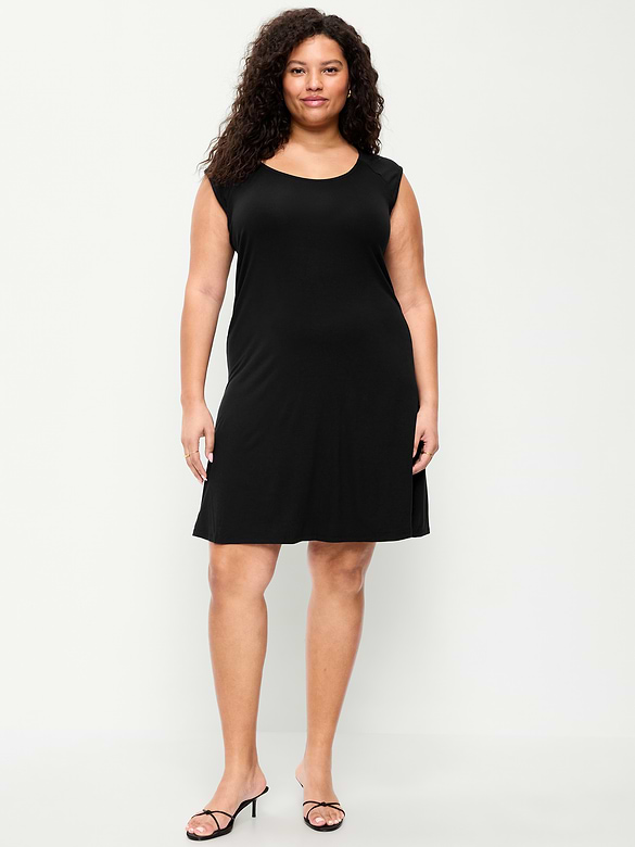 Short-Sleeve Scoop-Neck Mini Dress