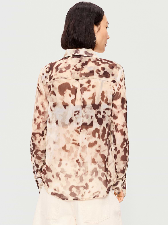 Chiffon Sheer Button-Down Shirt