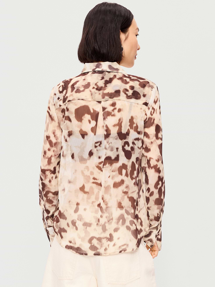 Image number 2 showing, Chiffon Sheer Button-Down Shirt