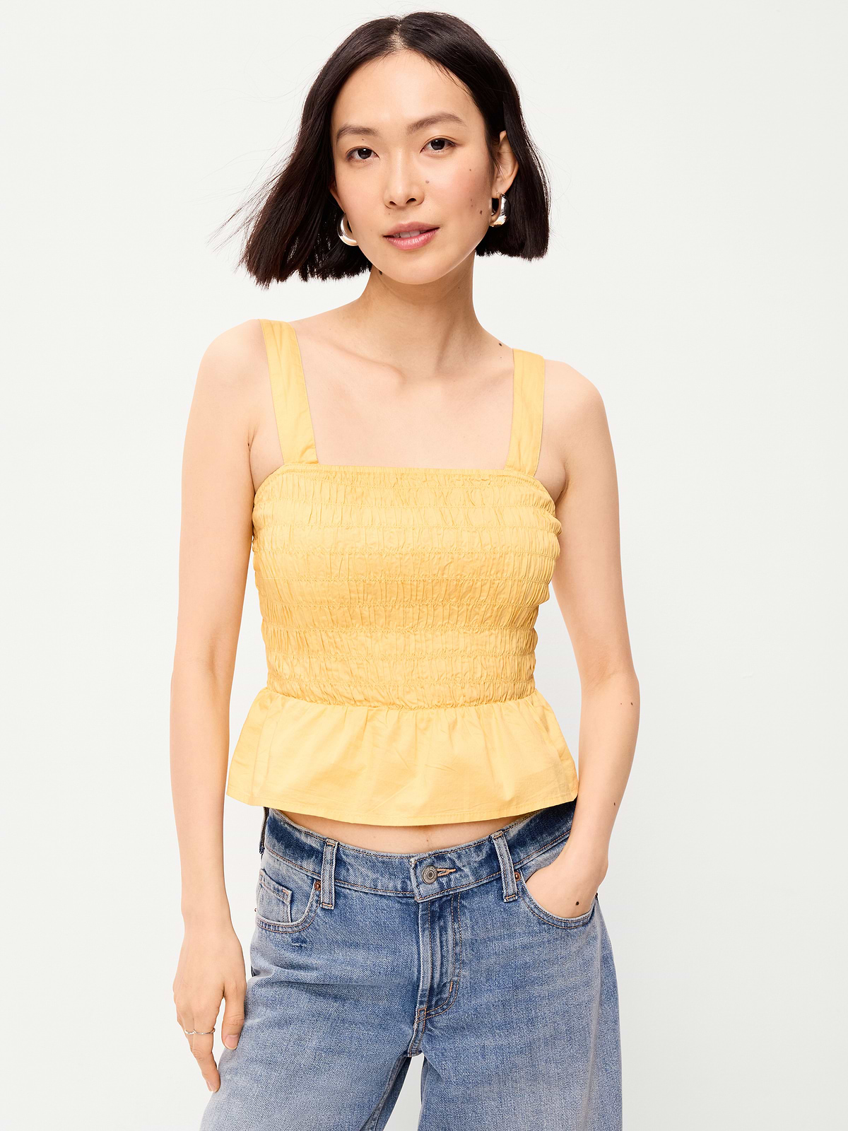 Smocked Peplum Tank Top