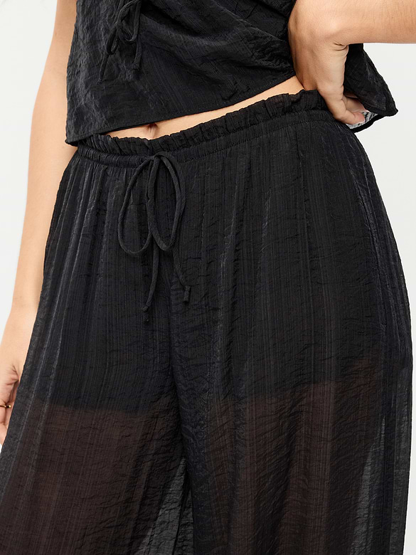 High-Waisted Sheer Chiffon Harem Pants