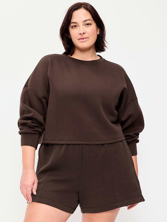 Bounce Fleece Crew-Neck Cropped Sweatshirt