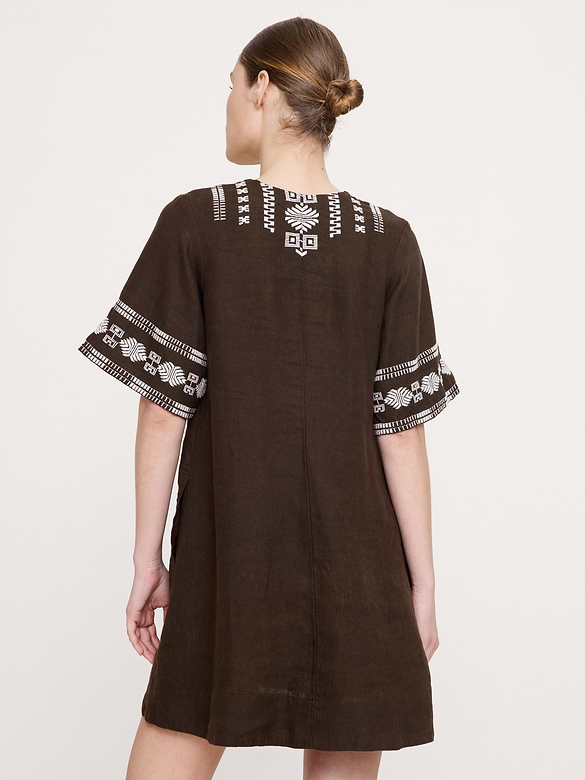 Embroidered Linen Mini Dress