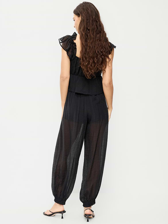 High-Waisted Sheer Chiffon Harem Pants