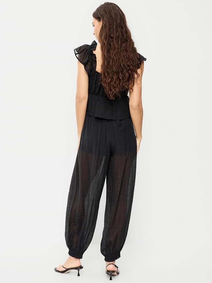Image number 3 showing, High-Waisted Sheer Chiffon Harem Pants