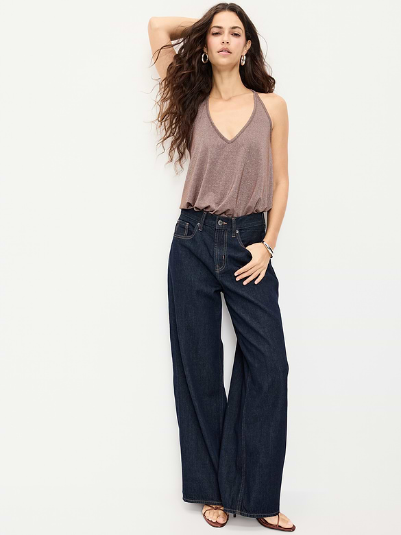 Camisole trapèze scintillante à bretelles au dos