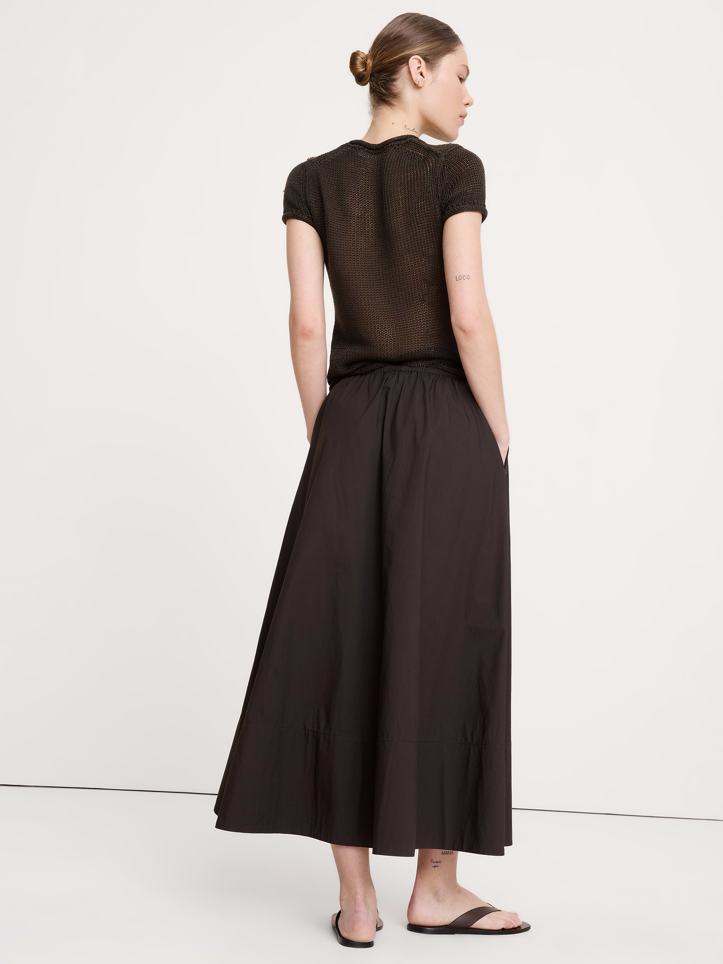 Image number 2 showing, Cotton Poplin Drawstring Maxi Skirt
