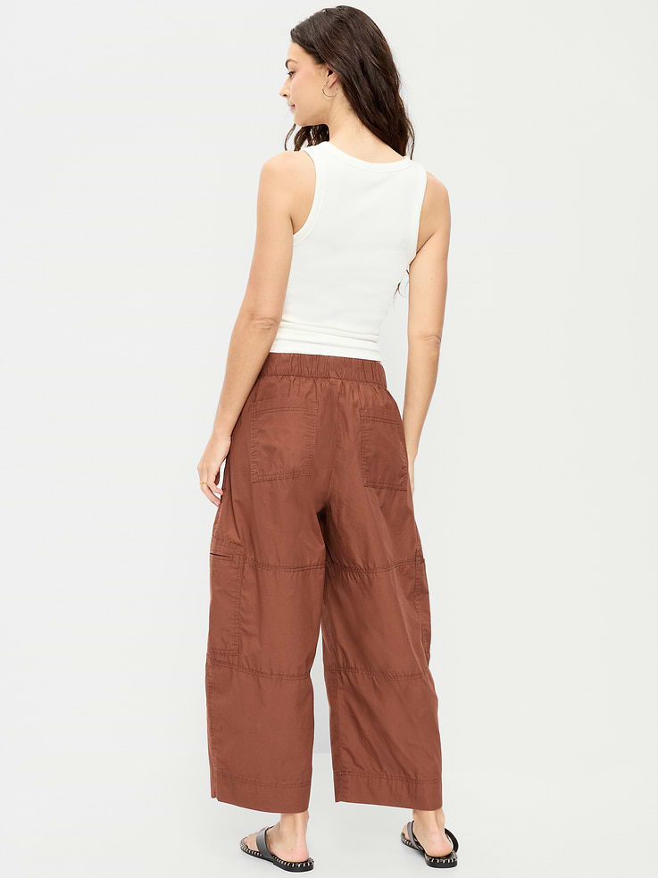 Image number 3 showing, Mid-Rise Cropped Barrel-Leg Utility Pants