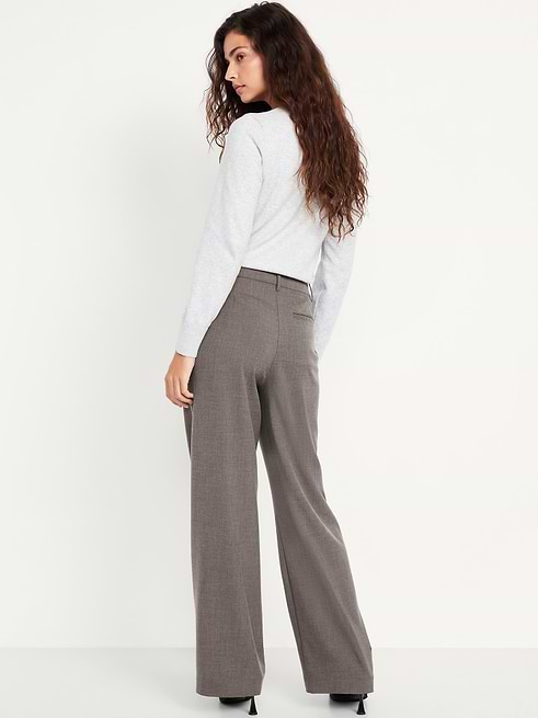 old navy grey dress pants Women's Extra High-Waisted Taylor Wide-Leg Trouser - Gray BIS-05-09-24