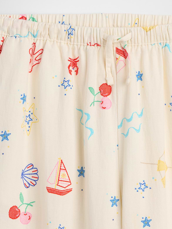 Kids Pull-On Wide-Leg Linen-Blend Pants