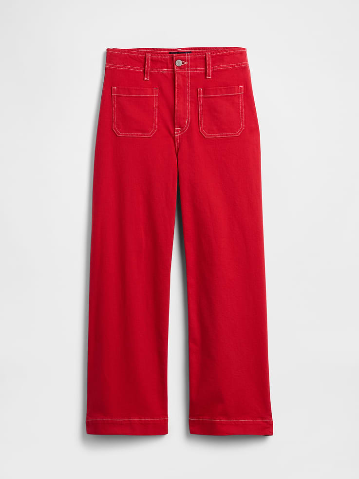 Image 5 of 5, High Rise Wide-Leg Crop Jeans