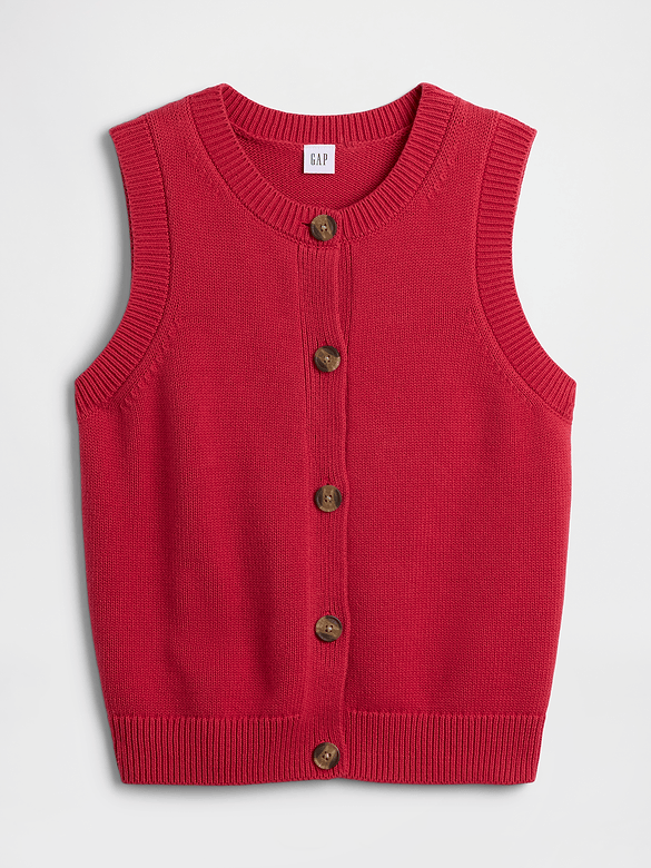 Sleeveless Button-Up Sweater