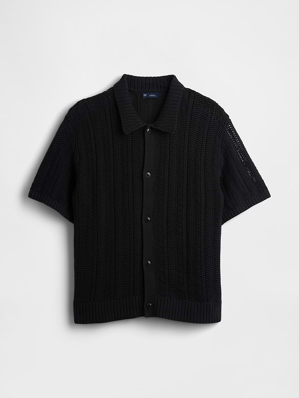 Herringbone Crochet Sweater Shirt