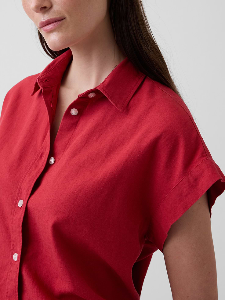 Image number 4 showing, Linen-Blend Oversized Shirt