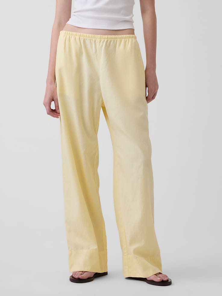 Image number 2 showing, Linen-Blend Easy Wide-Leg Pants