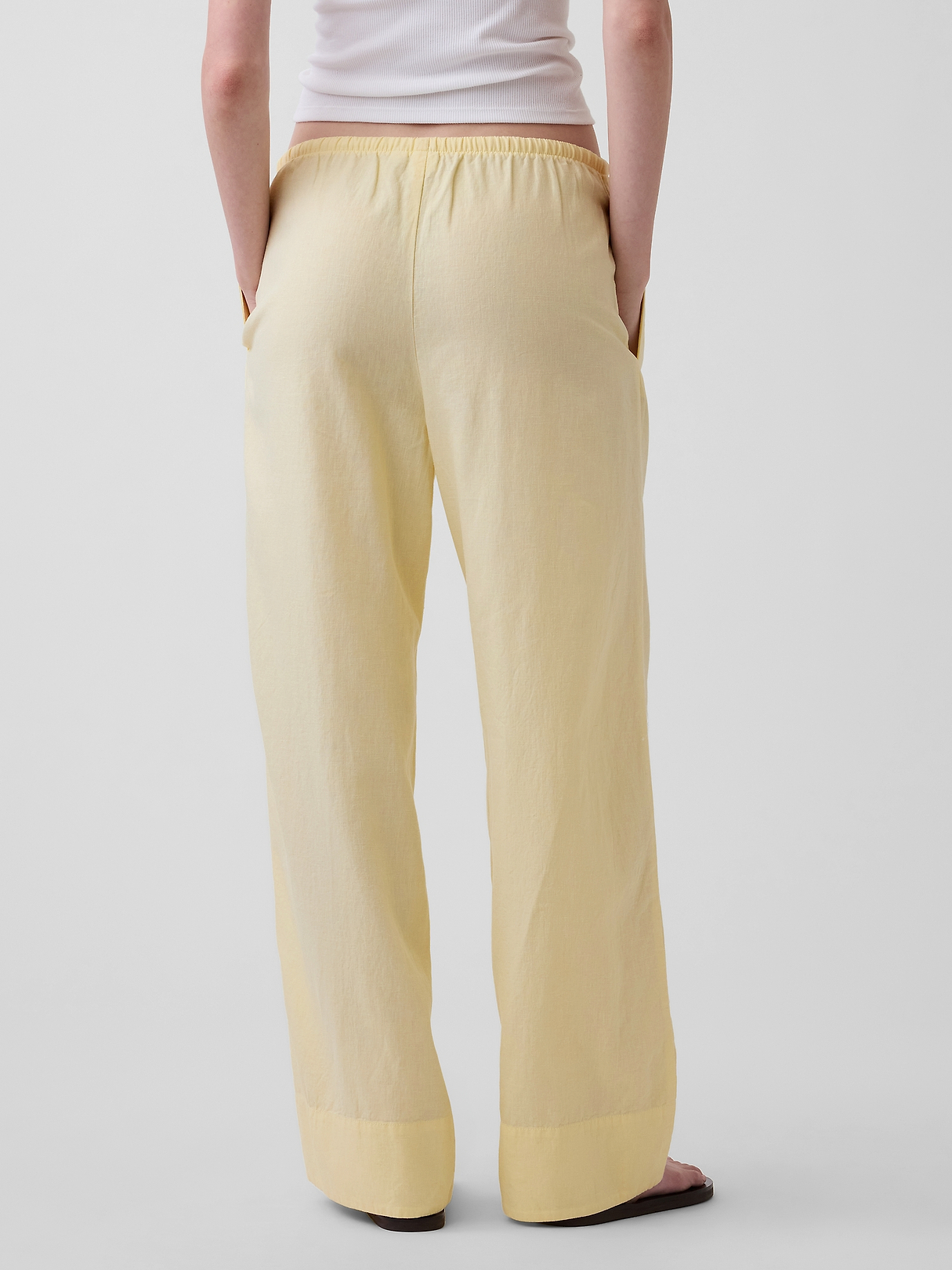Linen-Blend Easy Wide-Leg Pants | Gap