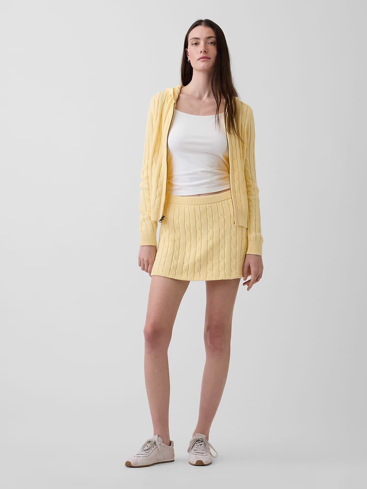 Image number 1 showing, 100% Cotton Cable-Knit Mini Skort