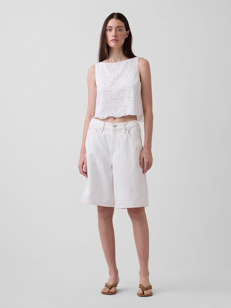 Image number 2 showing, Eyelet Crop Shell Tank Top