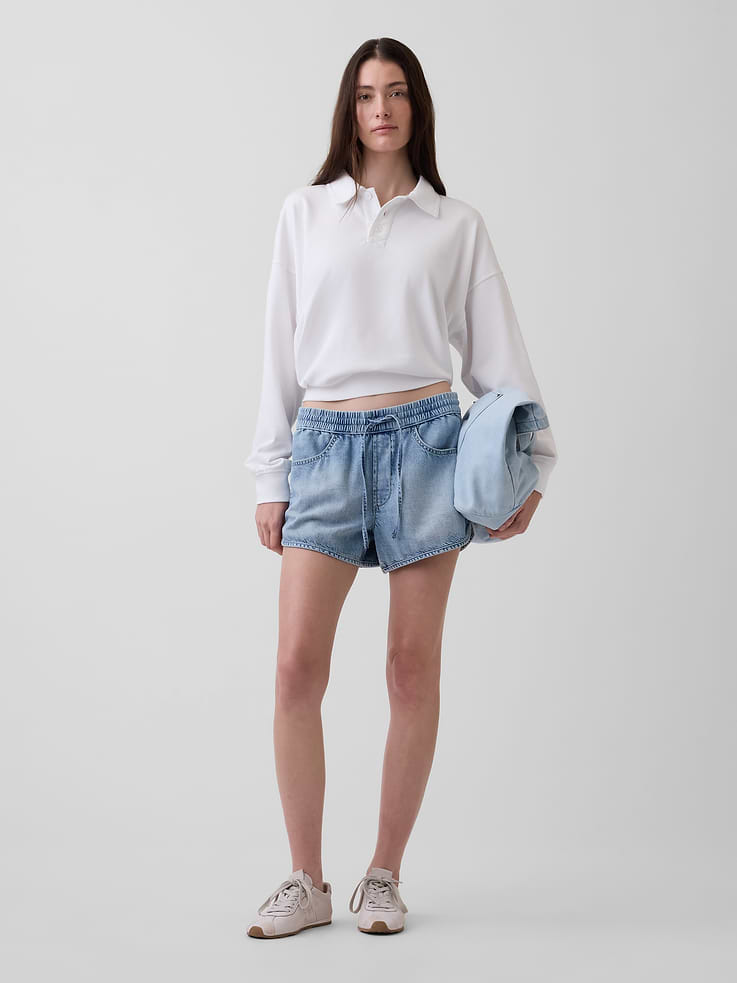 Image number 6 showing, Mid Rise UltraSoft Denim Easy Dolphin Shorts