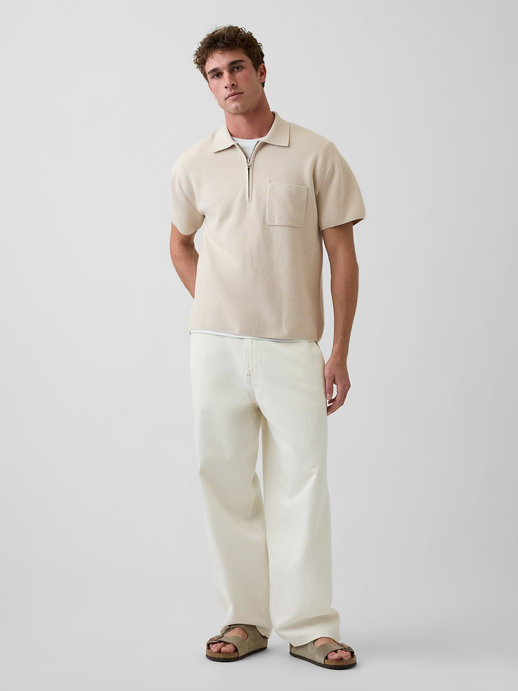 Image number 2 showing, Oversized Quarter-Zip Pocket Polo Sweater