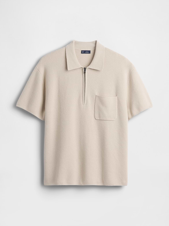 Oversized Quarter-Zip Pocket Polo Sweater