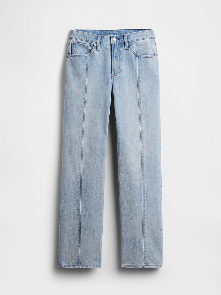 Image number 6 showing, Mid Rise Seamed Relaxed Straight Jeans