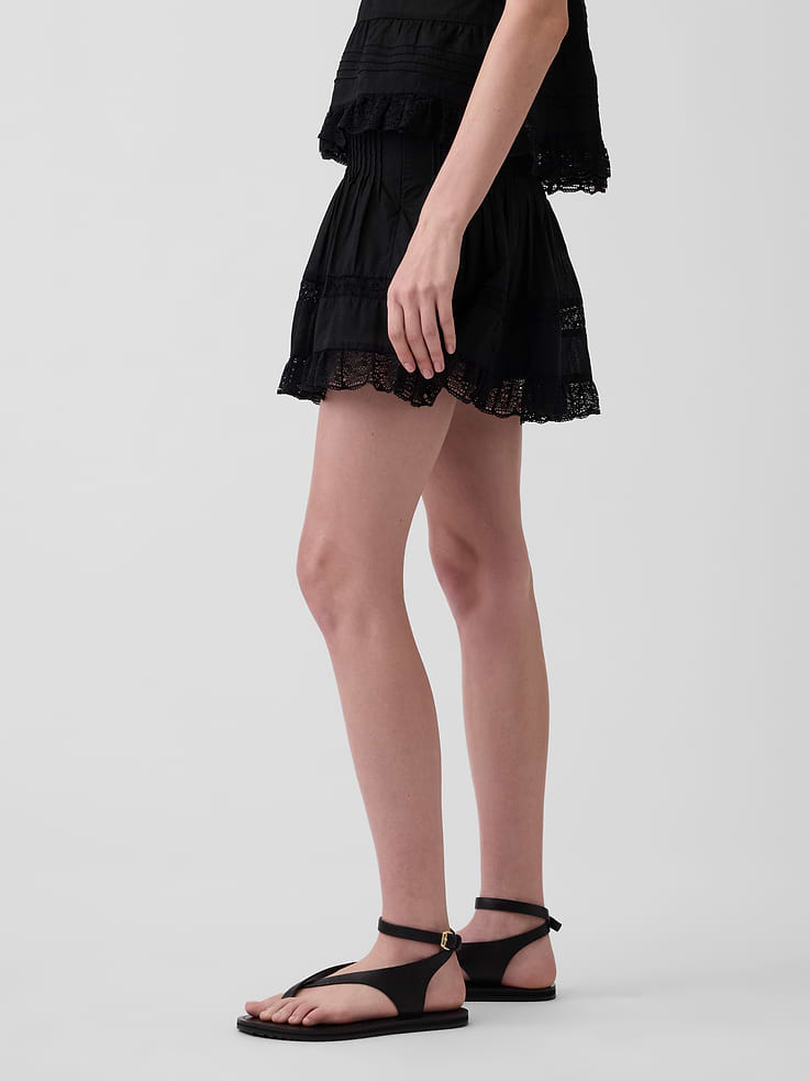 Image number 3 showing, Pintuck Lace-Trim Easy Mini Skort