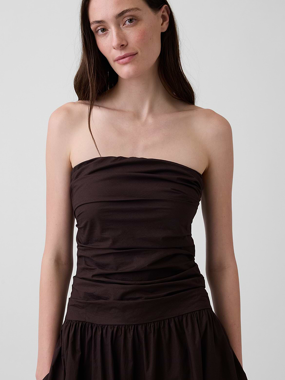 Poplin Drop-Waist Maxi Dress