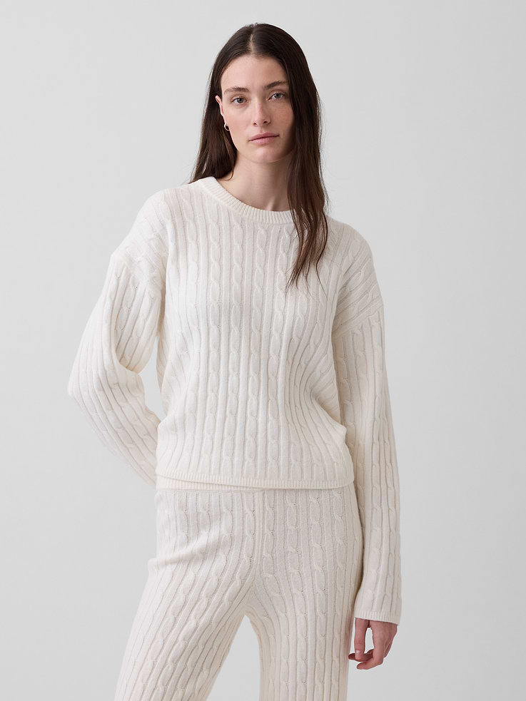 Image number 1 showing, CashSoft Oversized Cable-Knit Sweater