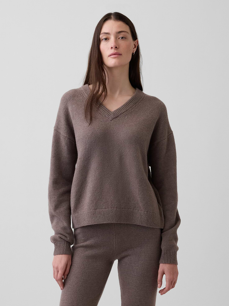 Image number 1 showing, CashSoft Oversized V-Neck Sweater