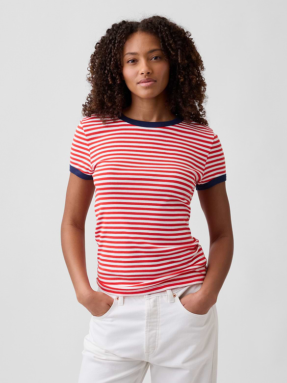 Modern Ribbed Crewneck T-Shirt