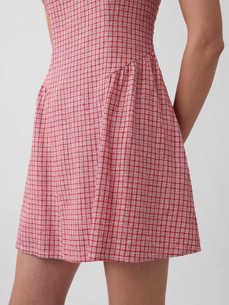 Image number 4 showing, Linen-Blend Drop-Waist Mini Dress