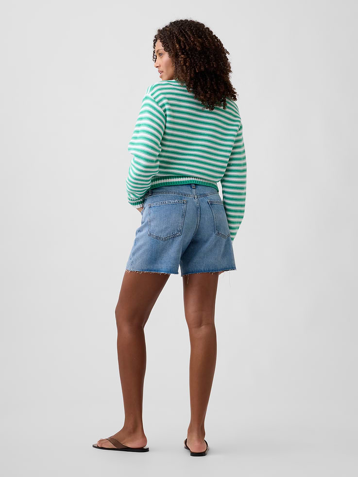 Image number 4 showing, Destructed SuperSoft Denim Midi Shorts