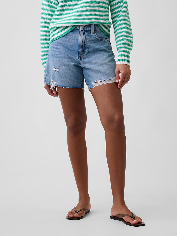 Image number 2 showing, Destructed SuperSoft Denim Midi Shorts
