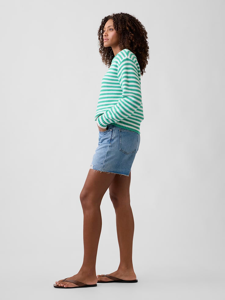 Image number 3 showing, Destructed SuperSoft Denim Midi Shorts