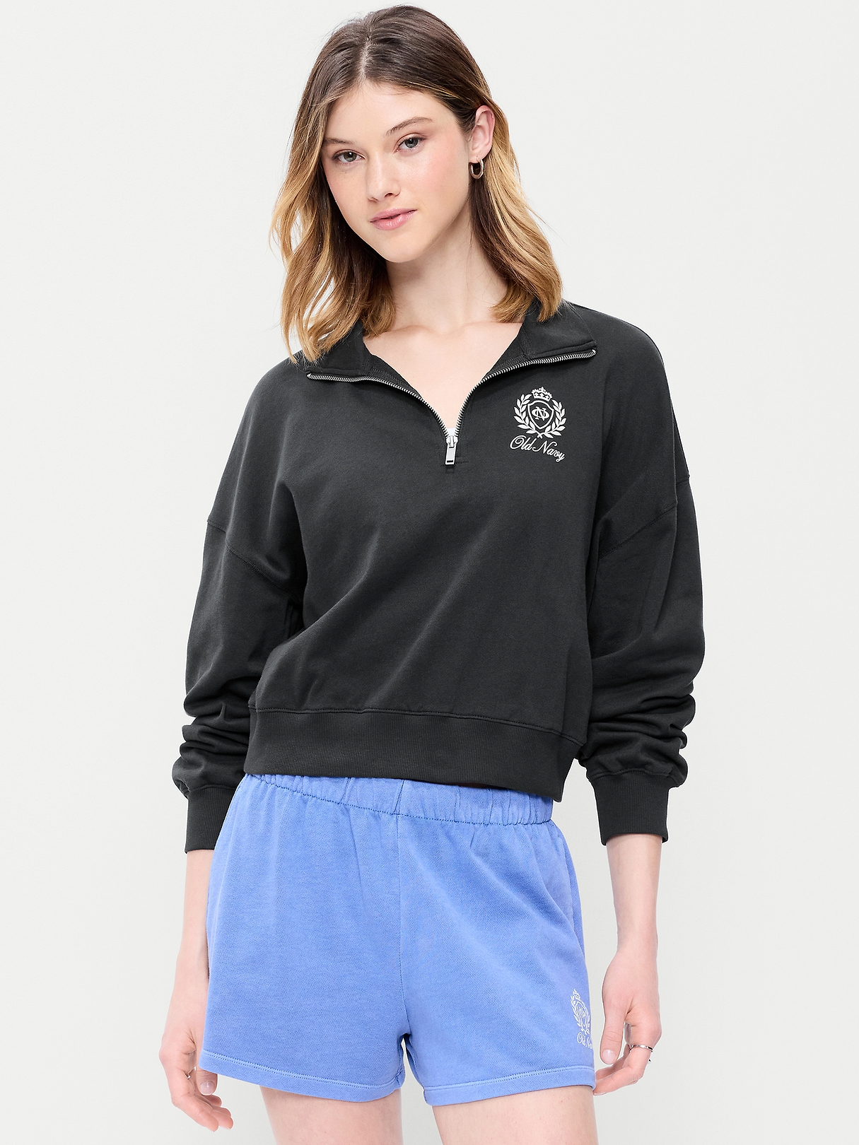 SoComfy Terry Oversized Logo Half-Zip Sweatshirt | Old Navy